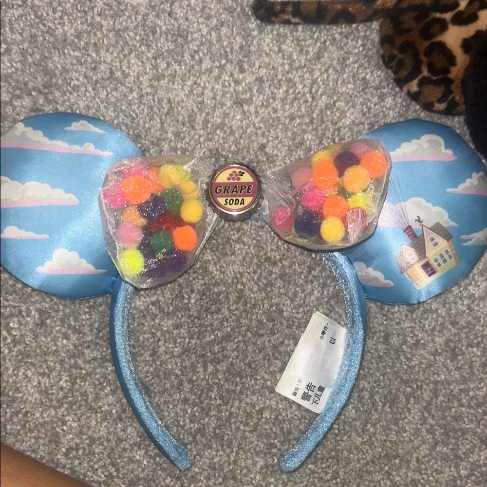 Disney Blue Mouse Ears with Colorful Pom-Poms